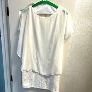 Betsy & Adam white sequin mini dress!  Super flattering
